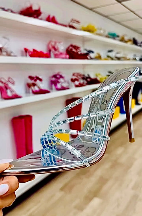 Taylor Silver Crystal Embellished Heeled Sandals