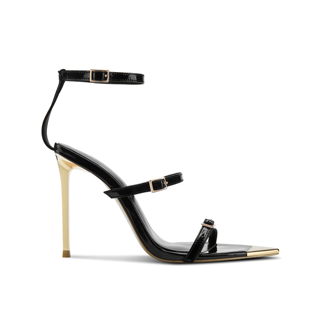 SYLVIE Black Stiletto Heeled Sandals (Pre-Order)