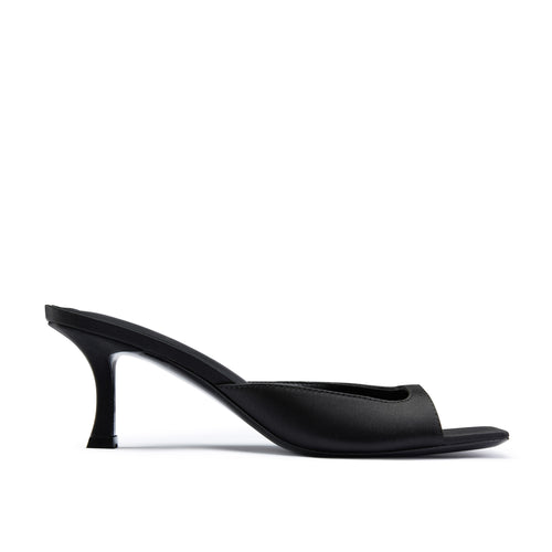 Fatima Black Heeled Mules - Women Dress Shoes By Flor de Maria