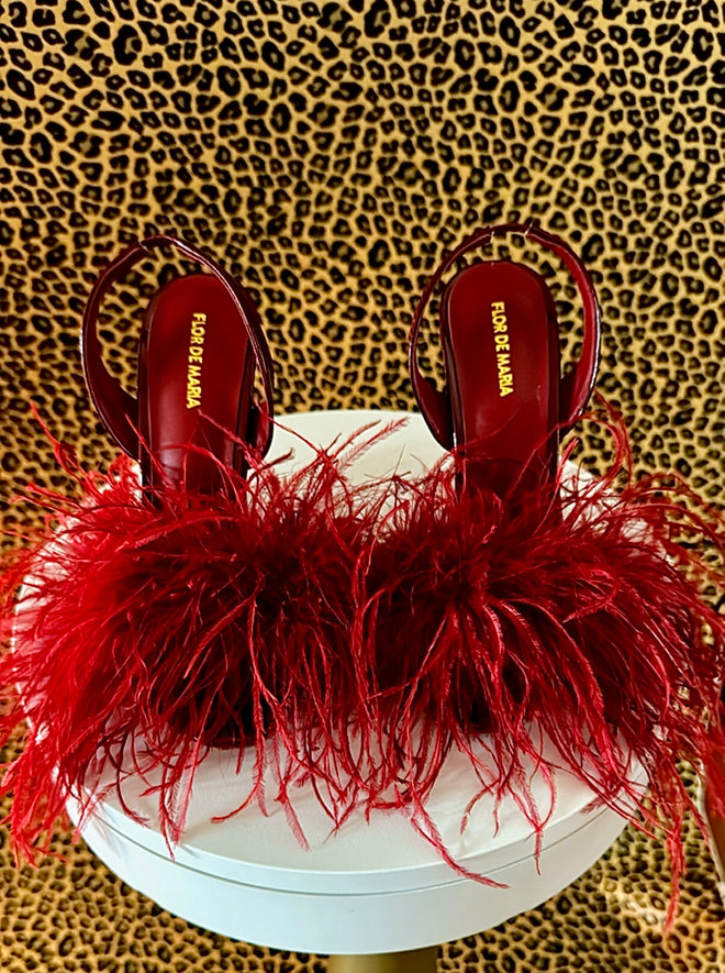 Blake Burgundy Feather Heeled Sandal