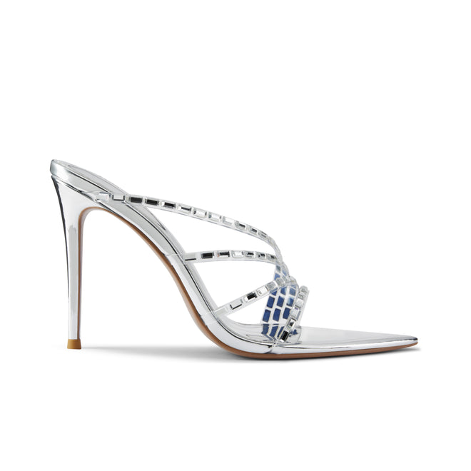 Taylor Silver Crystal Embellished Heeled Sandals