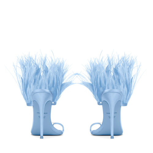 Stephanie Light Blue Feather Heeled Sandal