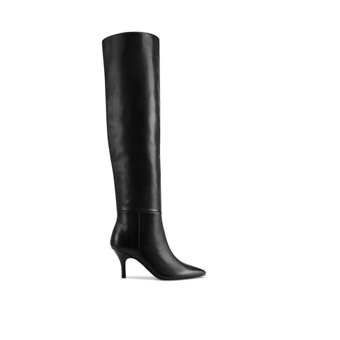 Flor de Maria Milly Black Knee High Boot With 3 Inch Short Heel