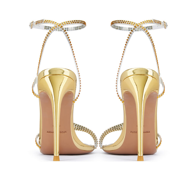 Alexandria Gold Crystal Embellished Heeled Sandals