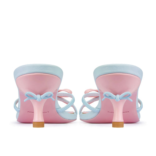 Charlotte Pink and Sky Blue Kitten Heeled Mules