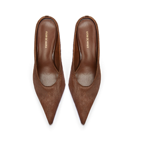 Hailey Brown Stiletto Heeled Mules
