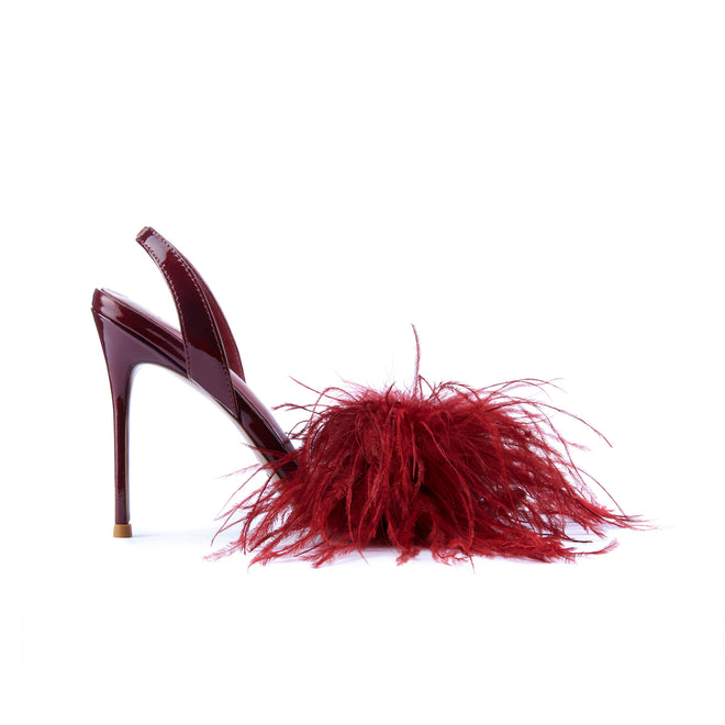 Blake Burgundy Feather Heeled Sandal