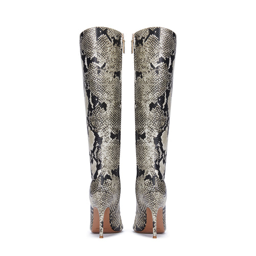 Emily Snakeskin Heeled Boots (Two Calf Sizes)