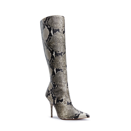 Emily Snakeskin Heeled Boots (Two Calf Sizes)