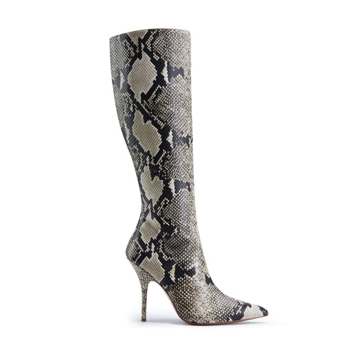 Emily Snakeskin Heeled Boots (Two Calf Sizes) – Flor de Maria