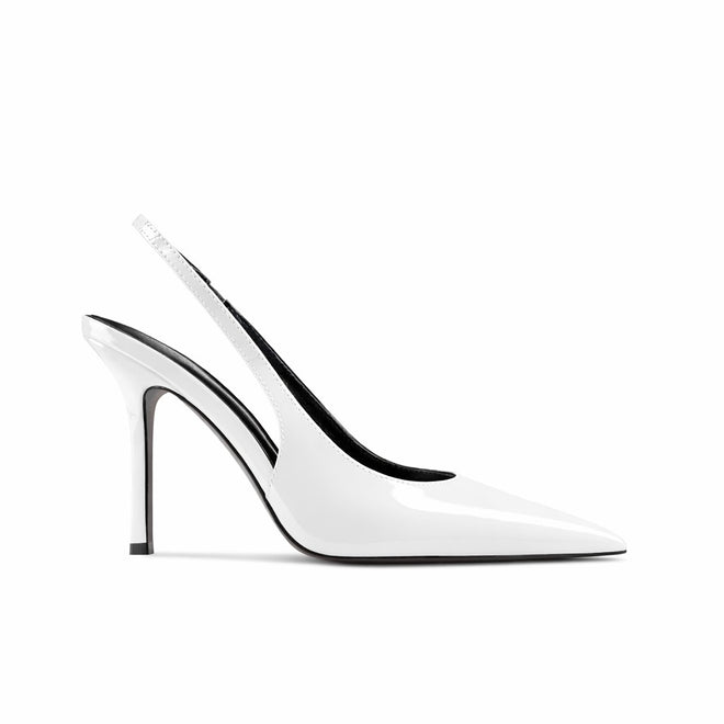 Jaimie White Slingback Heeled Pumps