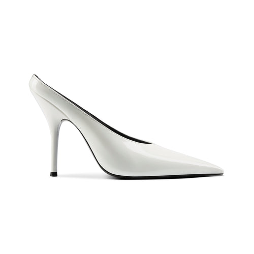 White Stiletto Heeled Mules