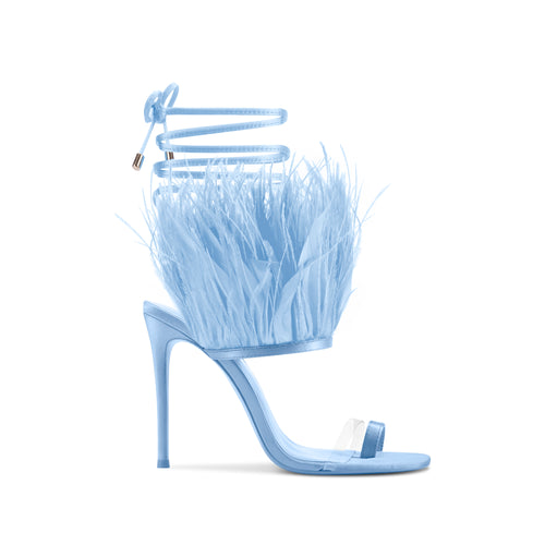 Stephanie Light Blue Feather Heeled Sandal