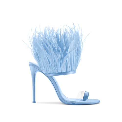 Stephanie Light Blue Feather Heeled Sandal
