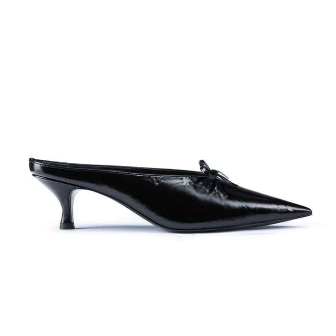 Camille Black Kitten Heeled Mule