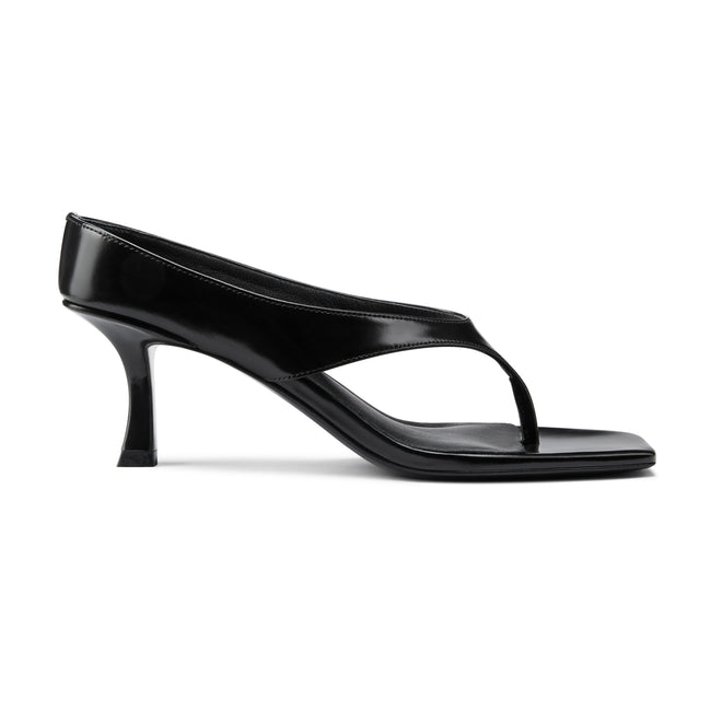 Sienna Black Thong Heeled Sandals