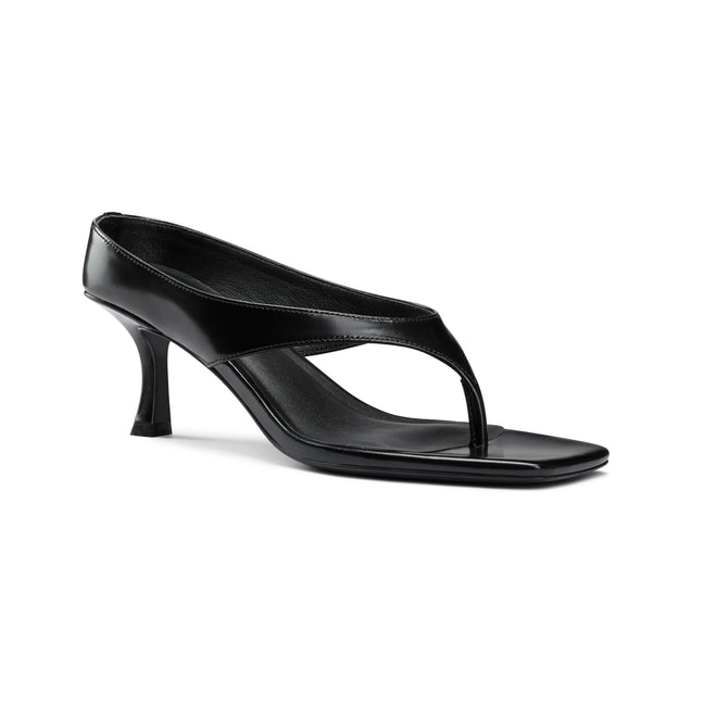 Sienna Black Thong Heeled Sandals