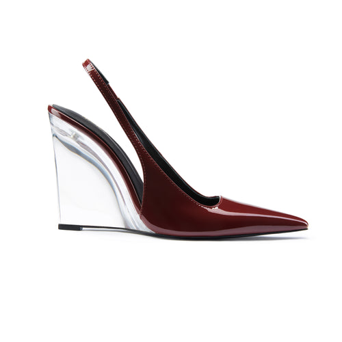 Valentina Burgundy Slingback Wedge Pumps