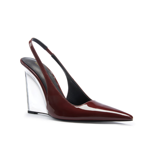 Valentina Burgundy Slingback Wedge Pumps