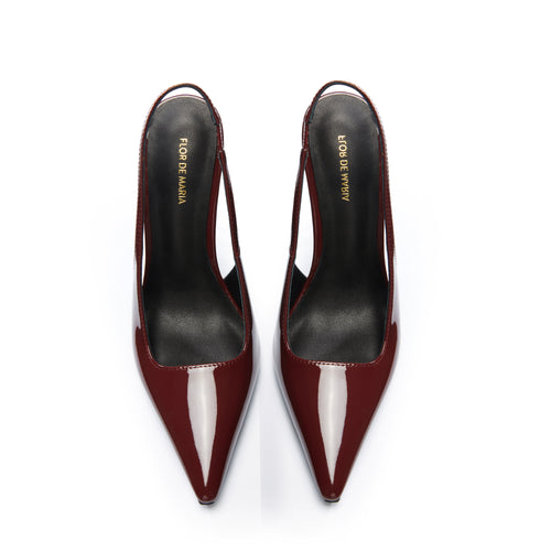 Valentina Burgundy Slingback Wedge Pumps