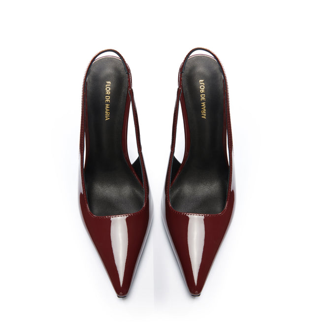 Valentina Burgundy Slingback Wedge Pumps