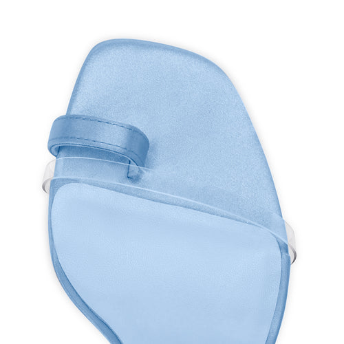 Stephanie Light Blue Feather Heeled Sandal