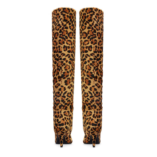 Milly Leopard Print Calf Hair Kitten Heeled Boot