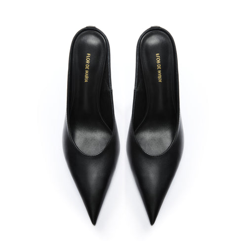 Hailey Black Stiletto Heeled Mules
