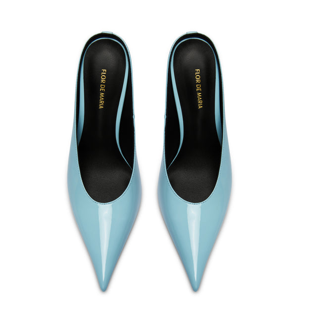 Hailey Baby Blue Stiletto Heeled Mules
