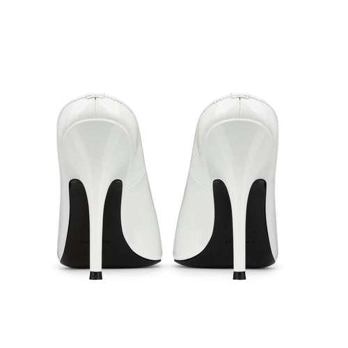 White Stiletto Heeled Mules