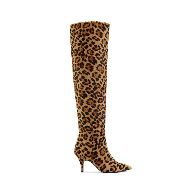 Milly Leopard Print Calf Hair Kitten Heeled Boot