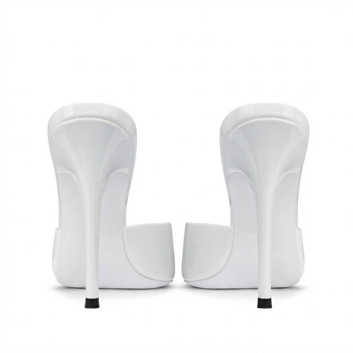 Becky White Peep-Toe Heeled Mules