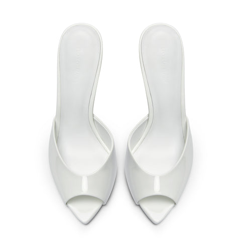 Becky White Peep-Toe Heeled Mules