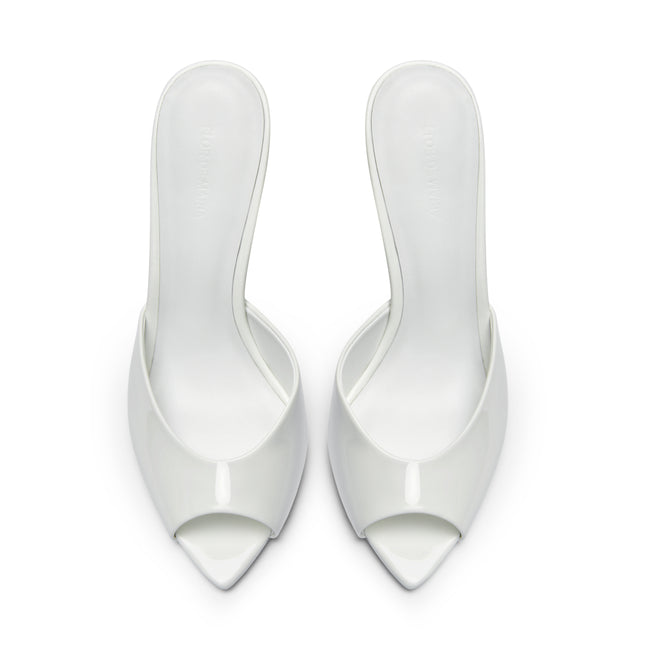 Becky White Peep-Toe Heeled Mules