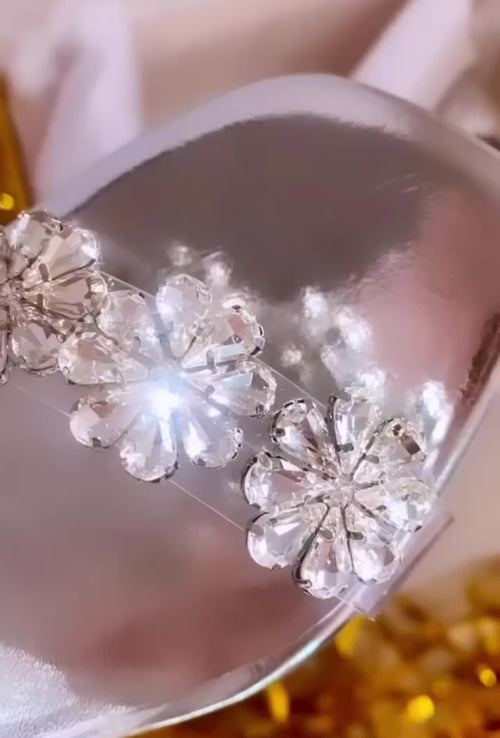 Flor de Maria Silver Mariah Crystal Embellished Slingback Stilettos