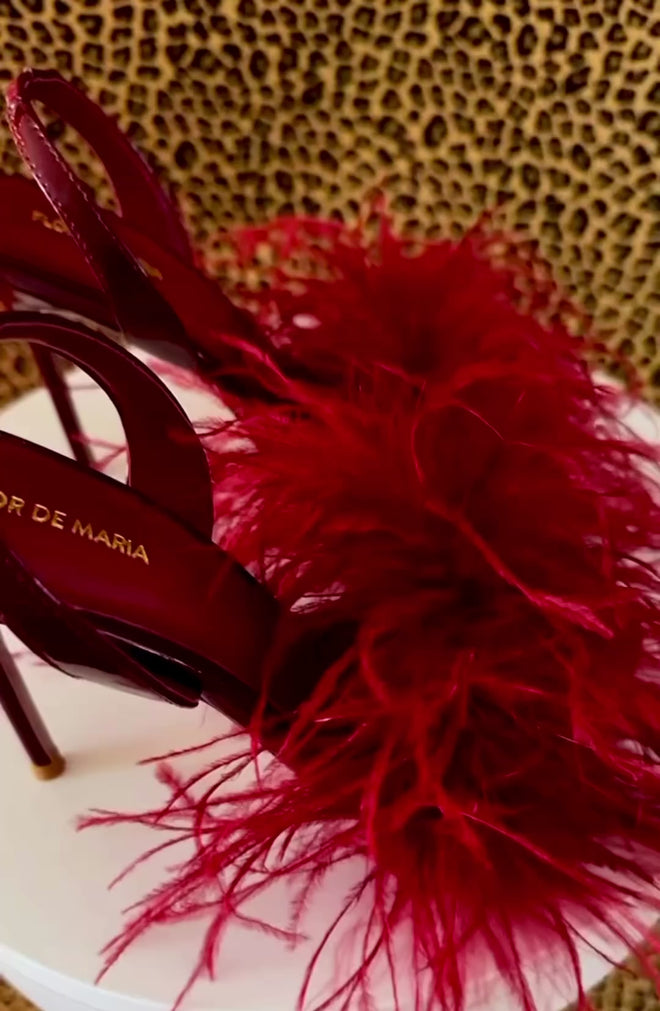 Blake Burgundy Feather Heeled Sandal