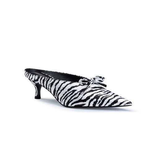 Camille Zebra Kitten Heeled Mule