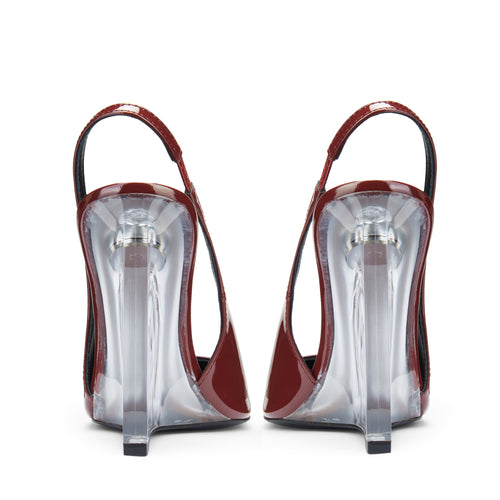 Valentina Burgundy Slingback Wedge Pumps
