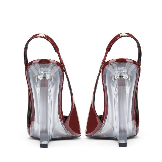 Valentina Burgundy Slingback Wedge Pumps