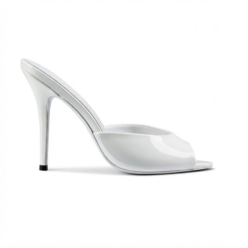Becky White Peep-Toe Heeled Mules