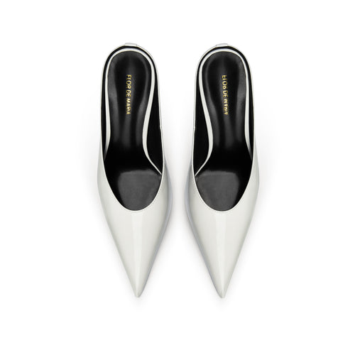 White Stiletto Heeled Mule