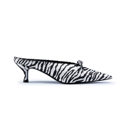 Camille Zebra Kitten Heeled Mule