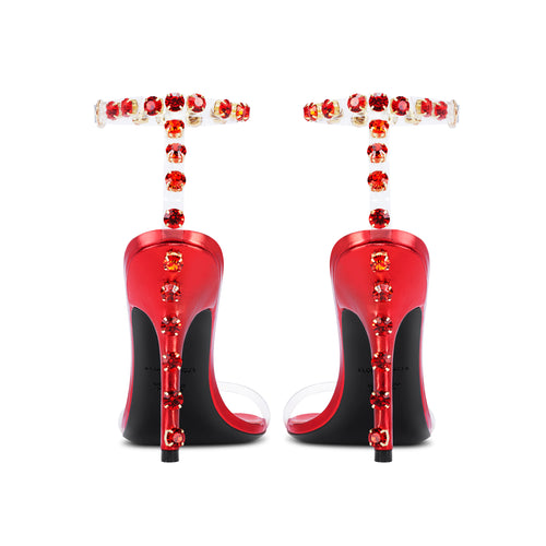 Flor de Maria Giselle Red Crystal Stiletto Sandals