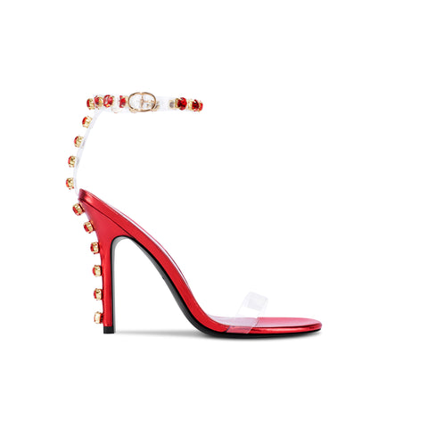 Flor de Maria Giselle Red Crystal Stiletto Sandals