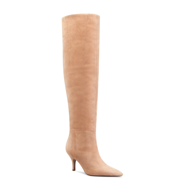 Flor de Maria Milly Blush Knee High Boot with 3 inch Short Heel