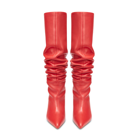 Flor de Maria Milly Red Knee High Boot with 3 inch Short Heel