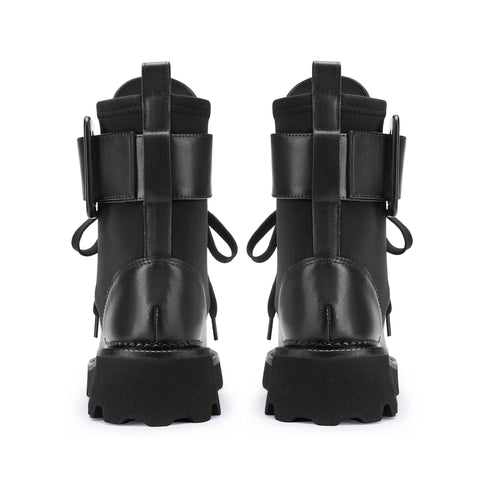 Flor de Maria Dany Black Leather Combat Boot